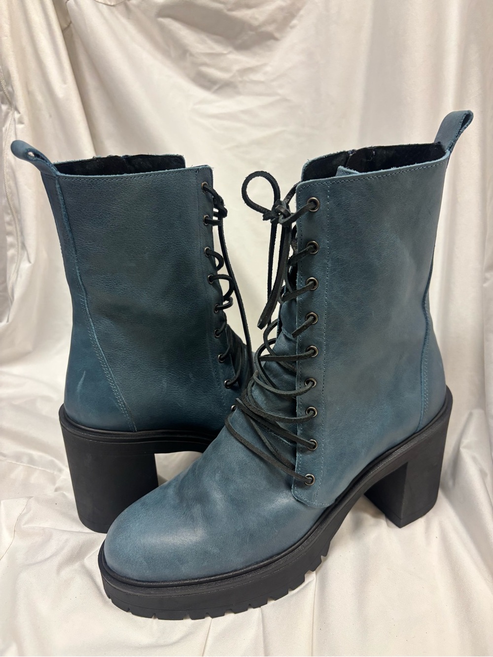 Free People Blue Dylan Lace-Up Platform Boots | Size 8.5